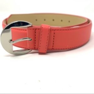NWT HOBO BRAND 100% LEATHER SILVER HARDWARE CORAL SALMON PINK SKINNY BELT S